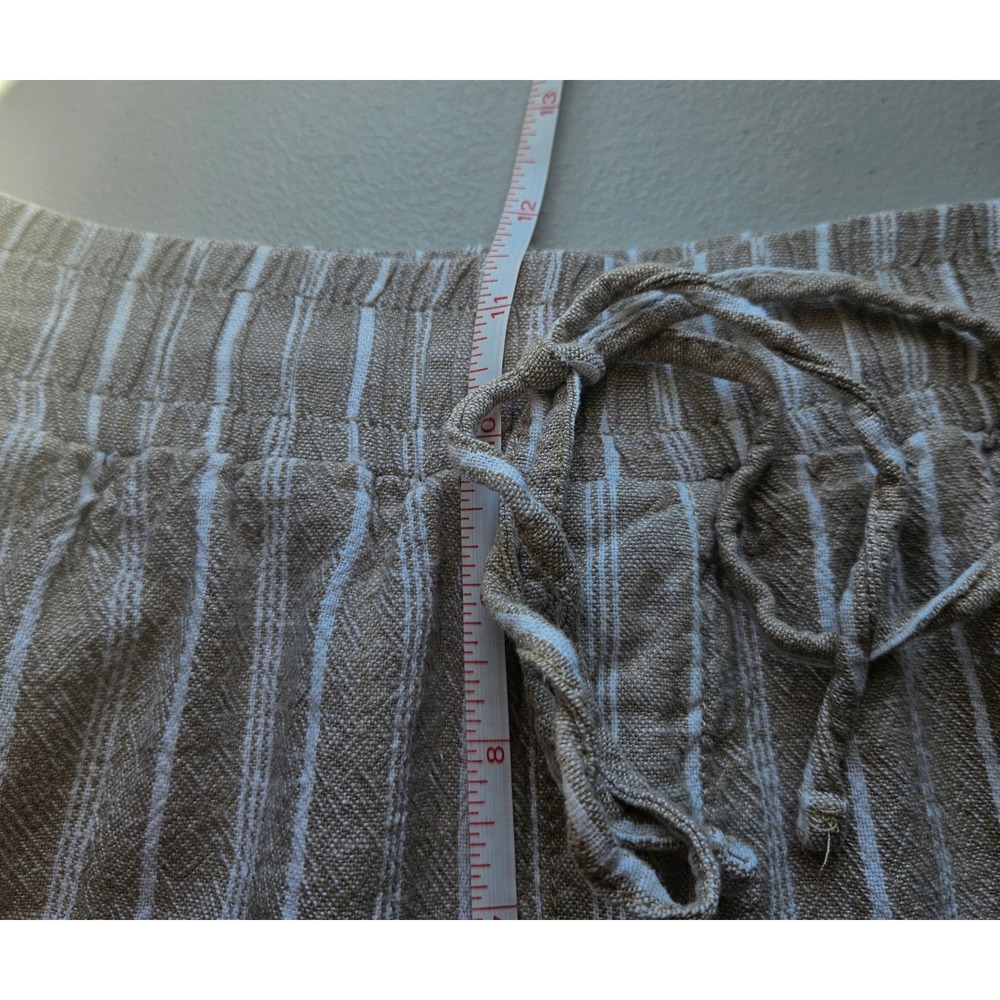 Briggs New York Womens Linen Blend Pull-On Wide Leg Pants Beige Striped Large - Picture 7 of 9